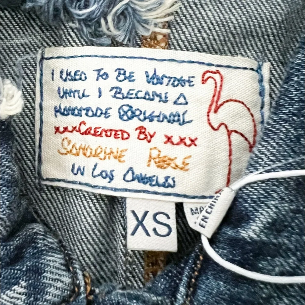 NWT- SANDRINE ROSE x Free People Deconstructed Frayed Denim Jacket